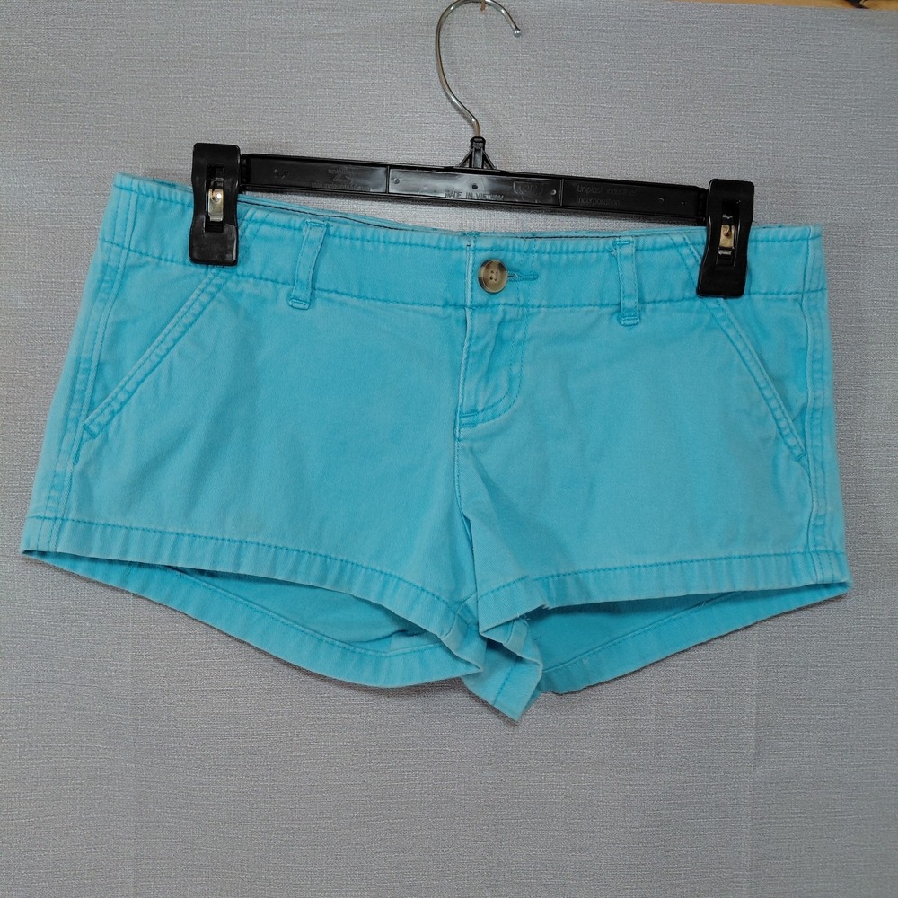 Hollister Y2k Chino Low Rise Bootie Shorts Women's 27 Blue 2" Inseam Preppy